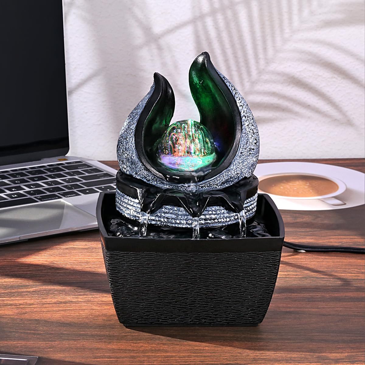 Hebafri Tabletop Water Fountain with LED Rolling Ball