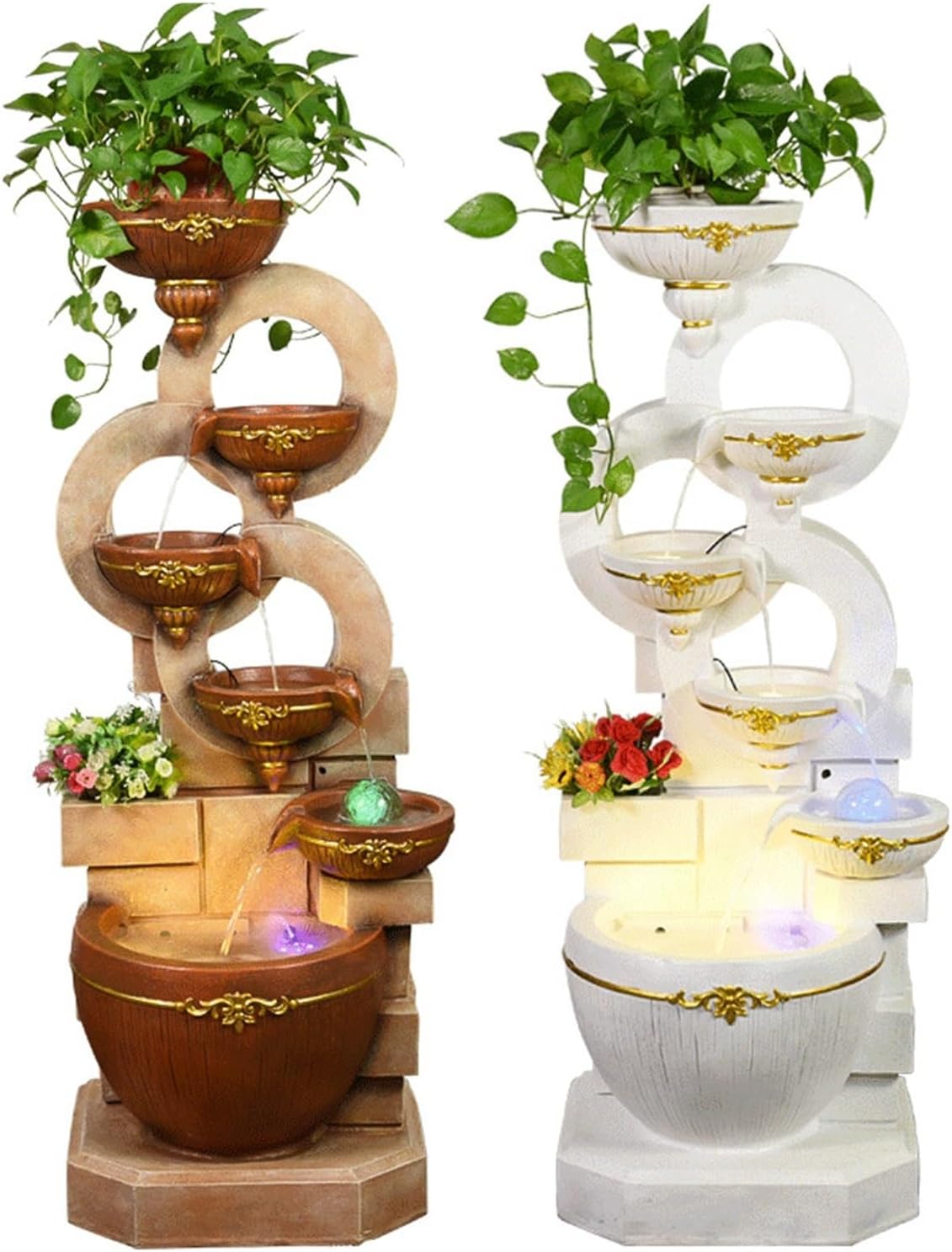 Outdoor Garden Water Fountain - 5118inch Decorative Resin Fountain for Home and Garden