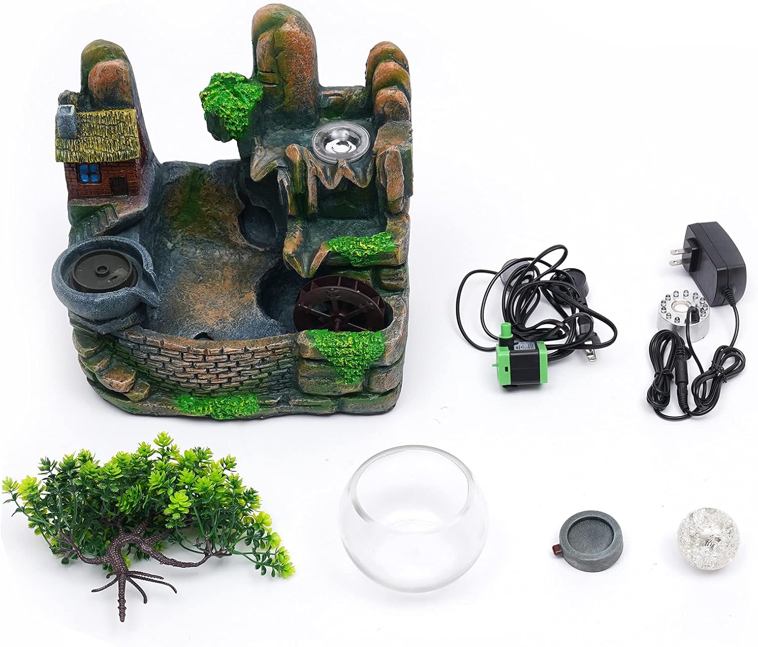 DYRABREST Tabletop Rockery Fountain with LED Light