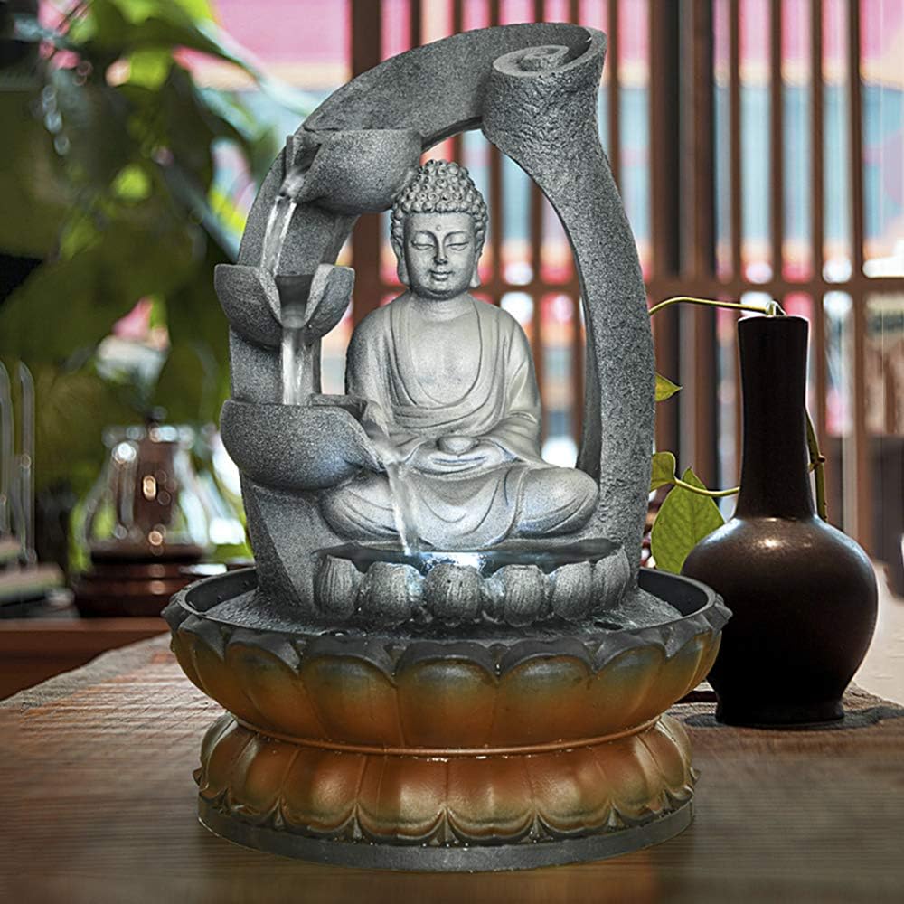 PeterIvan Buddha Fountain - 11 Inch Decorative Water Feature for Home Office