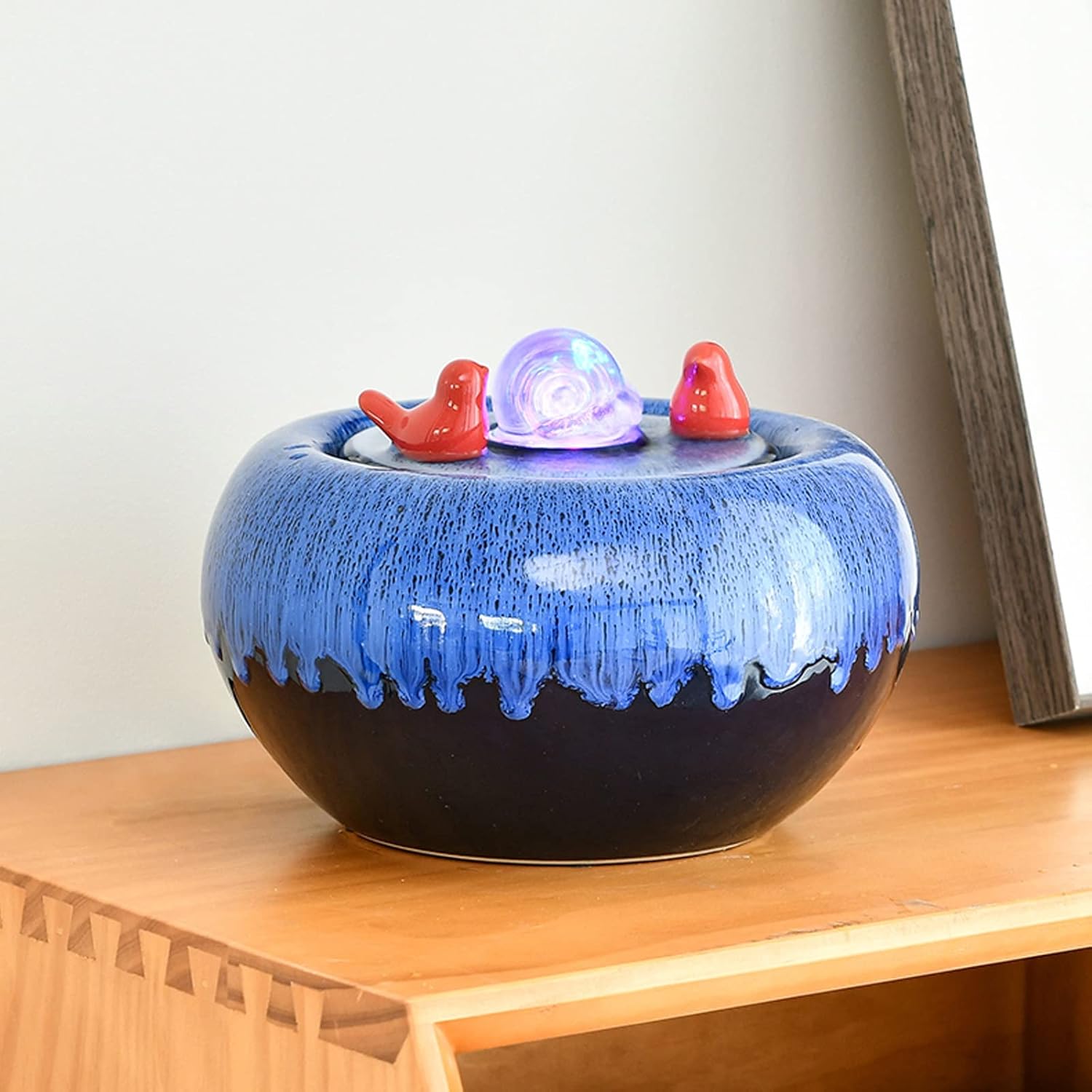 Tabletop Fountain with LED Light and Rotating Ball