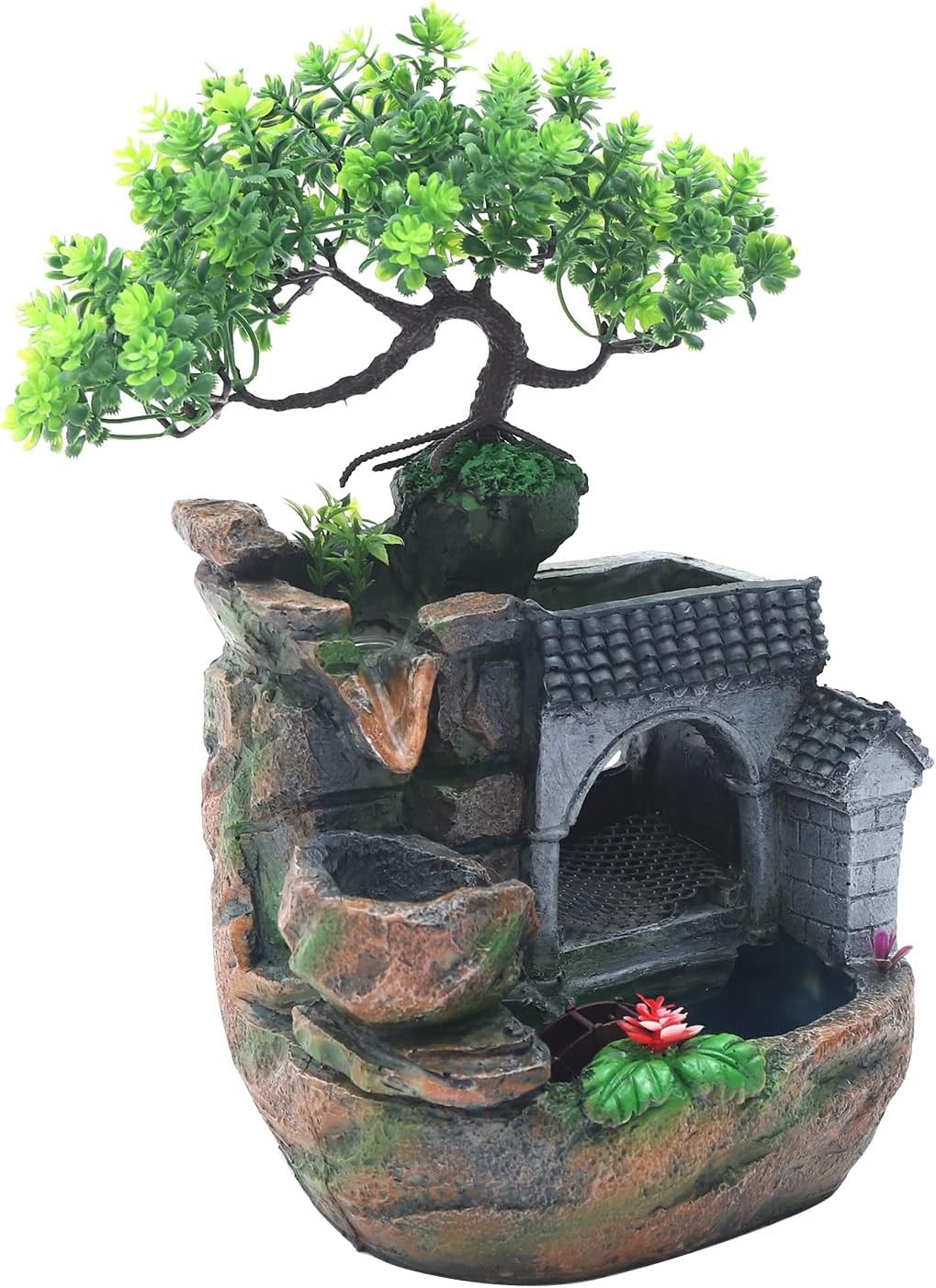 Tabletop Indoor Fountain with LED Light and Automatic Pump