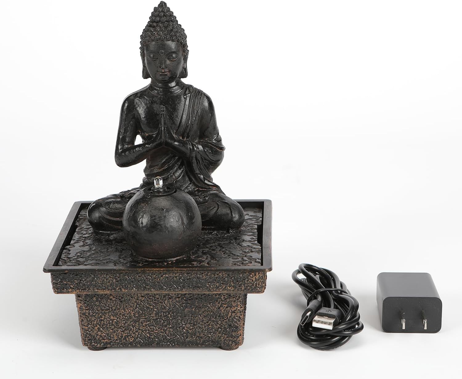 Seyee-bro Tabletop Water Fountain Buddha Statue Humidifier Decor