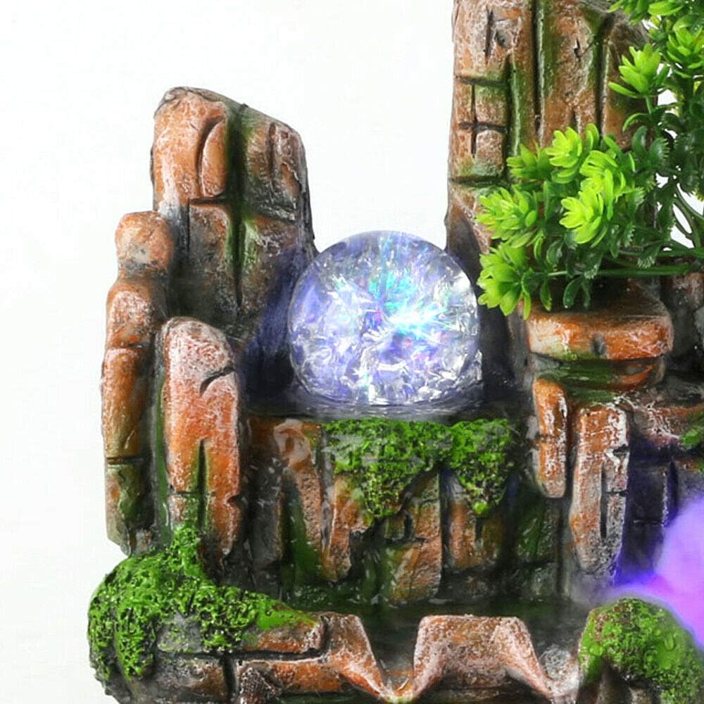 Kaichenyt Desktop Rockery Water Fountain with LED Light and Atomizer