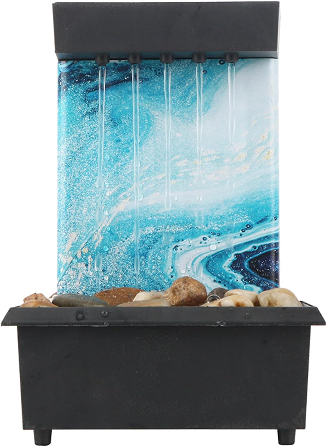 Desk Water Fountain with Pebble Decor USBBattery Operated Mini Waterfall for Home Office
