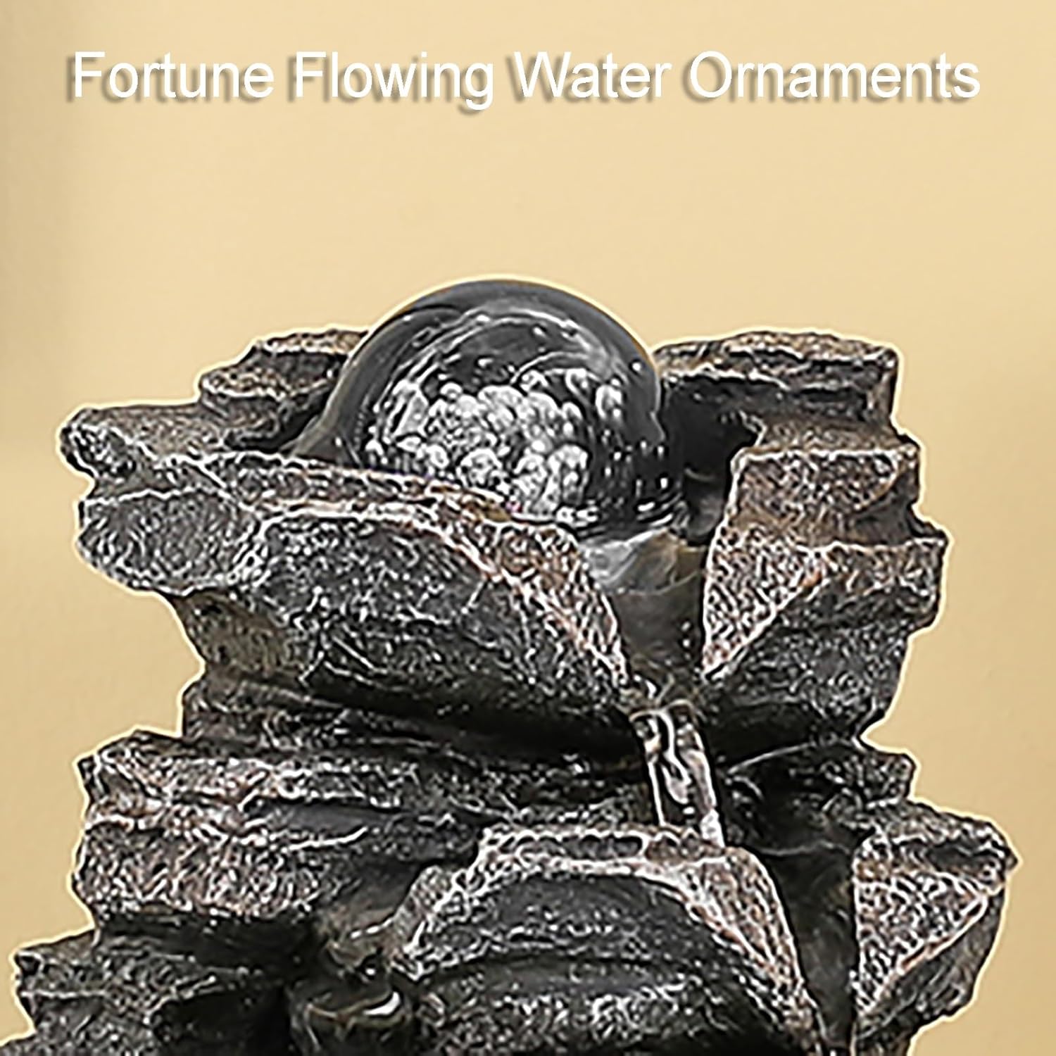Zen Tabletop Water Fountain with Crystal Ball for Home and Meditation