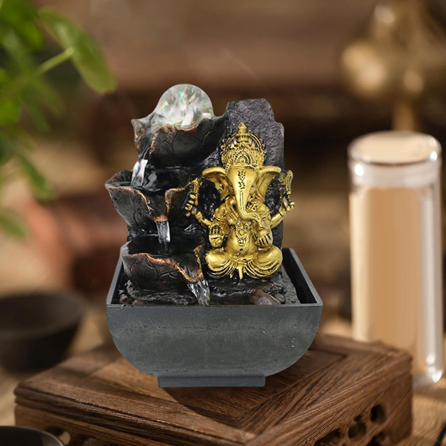 Ganesha Statue Tabletop Fountain for Home Decor