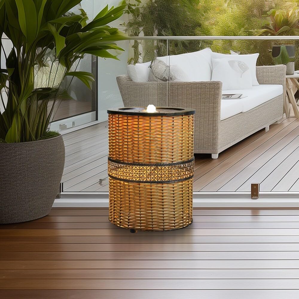 Indoor 169in Round Rattan Water Fountain with LED Light