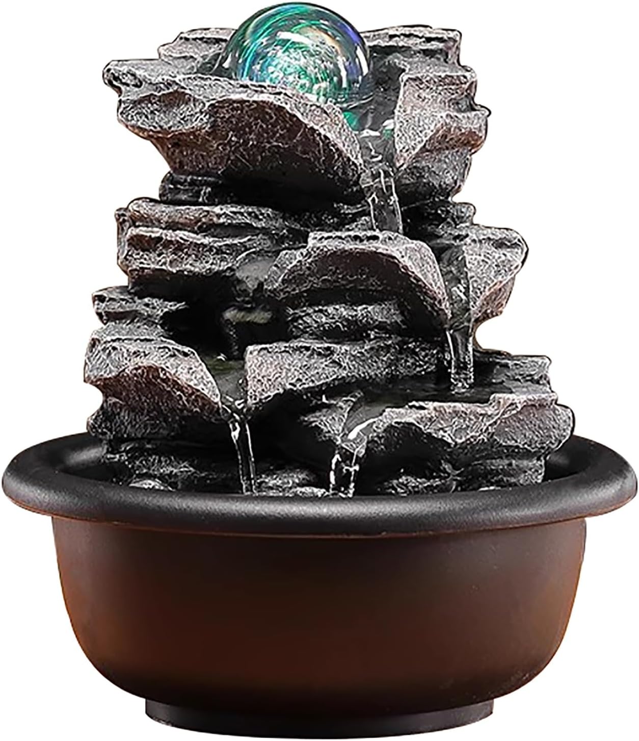 Zen Tabletop Water Fountain with Crystal Ball for Home and Meditation