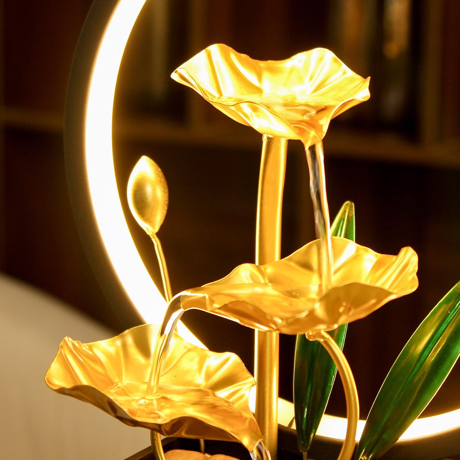 TiCin USB Powered 3-Tier Tabletop Fountain with LED Lights and Natural Rocks