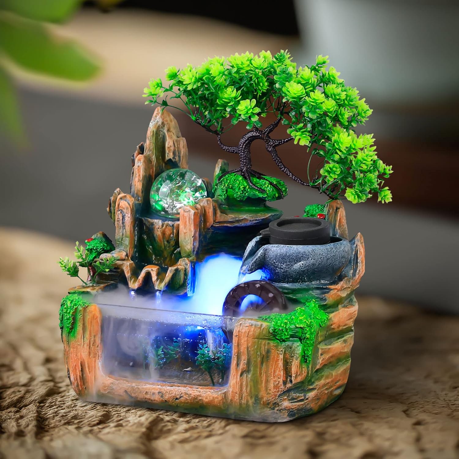 984x591x1063 Inches Tabletop Fountain with LED Light and Rolling Ball