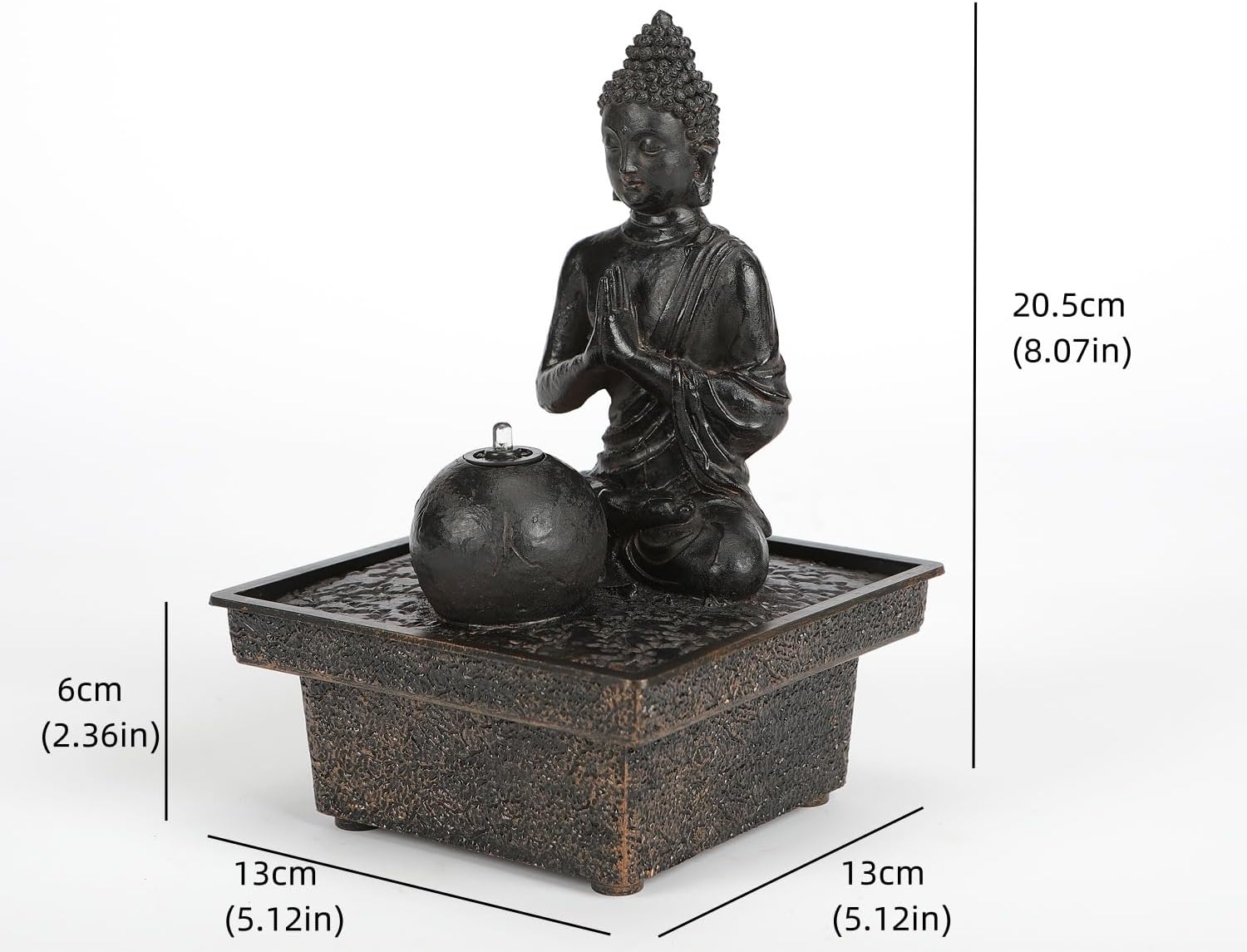 Seyee-bro Tabletop Water Fountain Buddha Statue Humidifier Decor