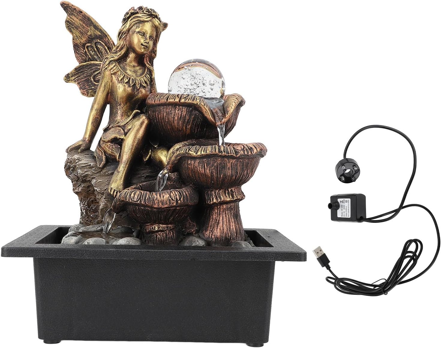 Naroote Tabletop Fountain with LED Light and USB Pump