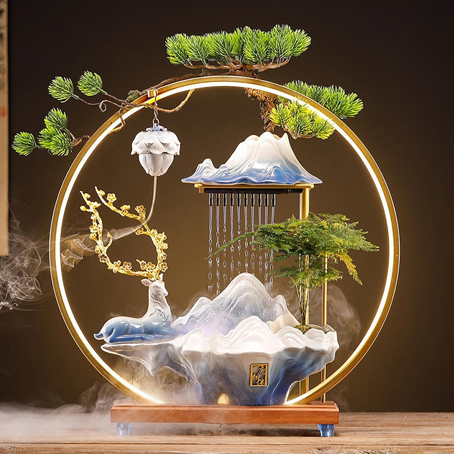 Large Indoor Water Fountain with Mist and LED Light