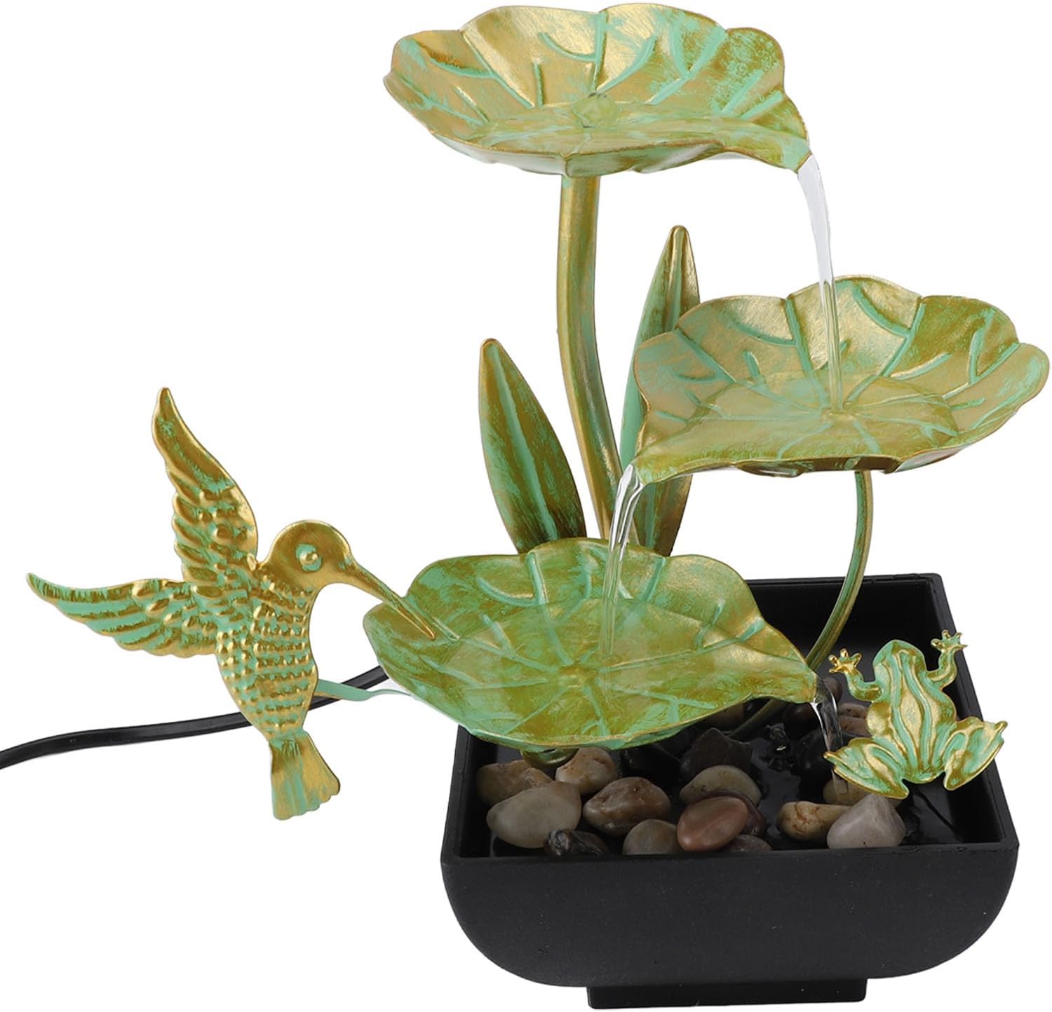 3 Tier Lotus Desk Fountain with LED Lights and USB Power Supply