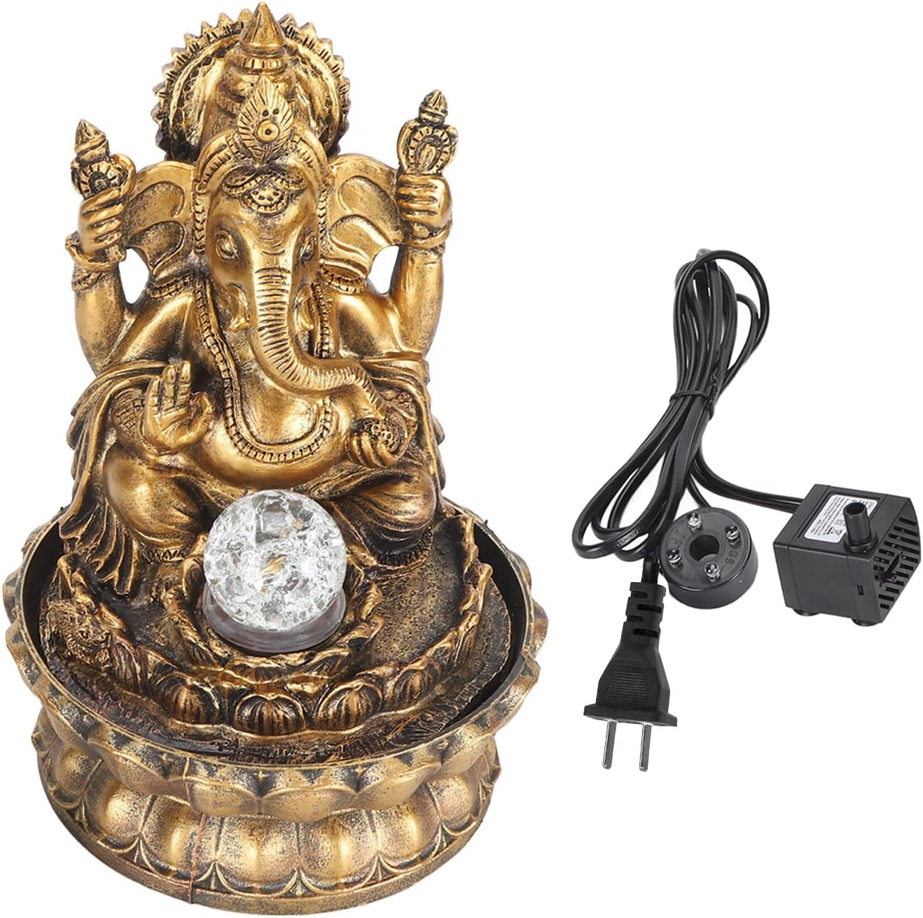 Resin Water Fountain Ganesha Statues Indoor Decorative Relaxing Humidifier with LED Light