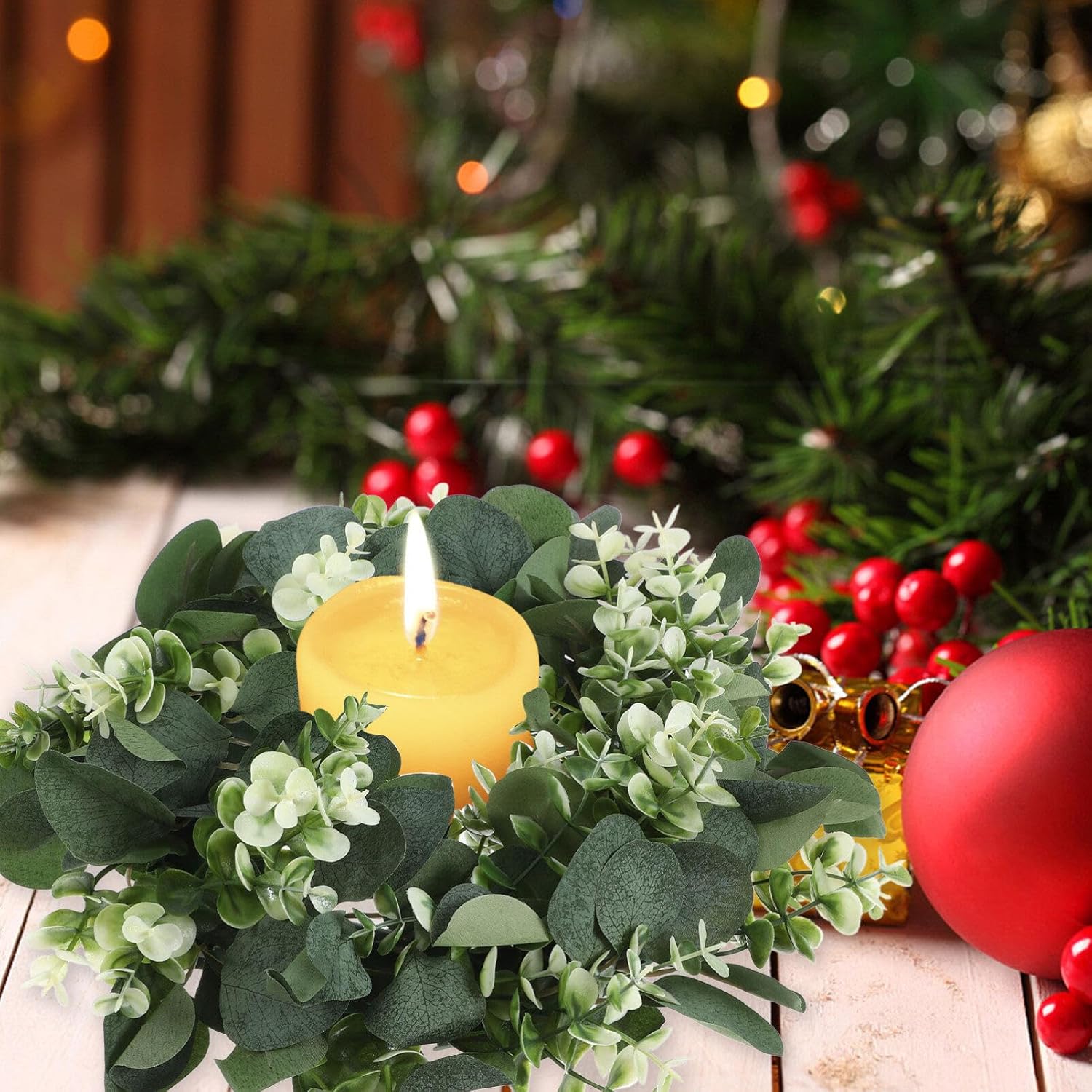 Magiclulu Eucalyptus Garland Candle Wreath for Home Decor