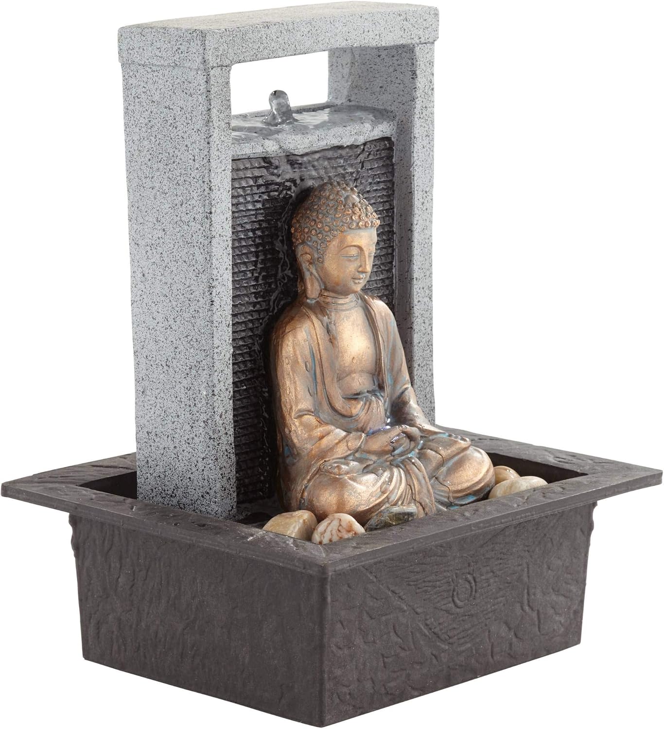 Meditating Buddha 11 Inch High Indoor Decor Tabletop Fountain