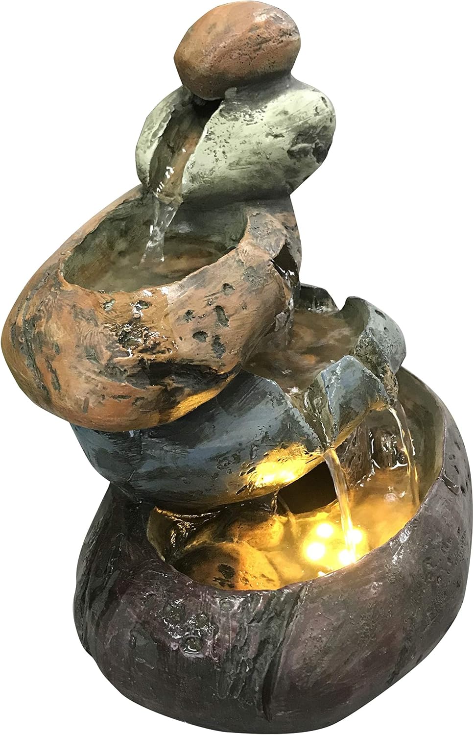 Multicolour Stone Tabletop Fountain with LED Lights