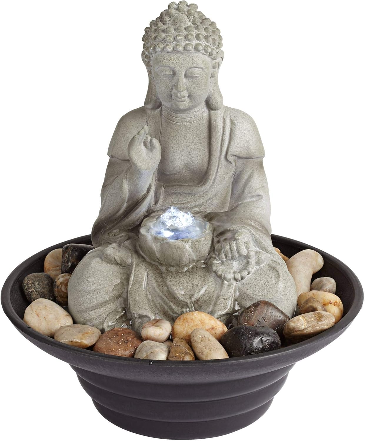 John Timberland Sitting Buddha 10 Inch Tabletop Fountain with LED Light