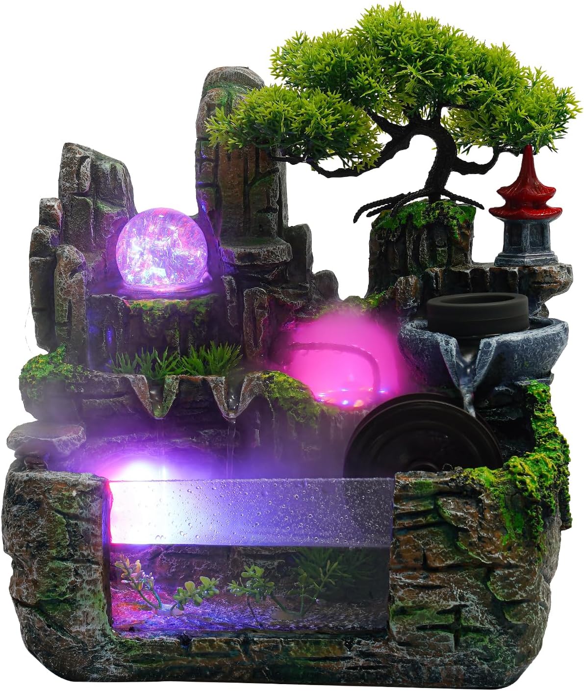 Rockery Water Fountain Tabletop with LED Light