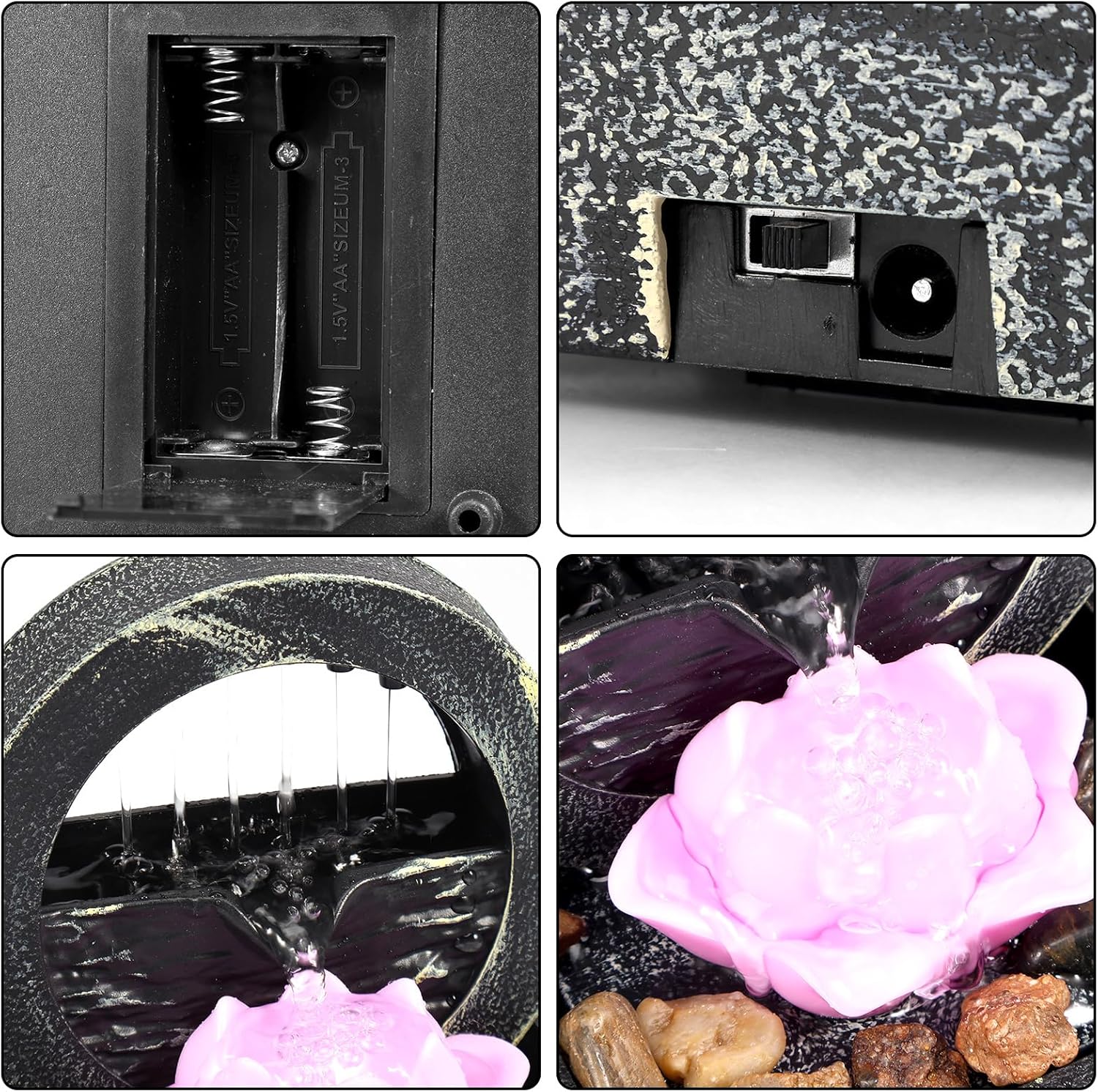 Tabletop Water Fountain with Light and Sound