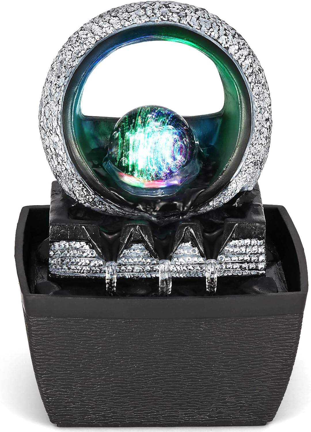 Hebafri Tabletop Water Fountain with LED Light
