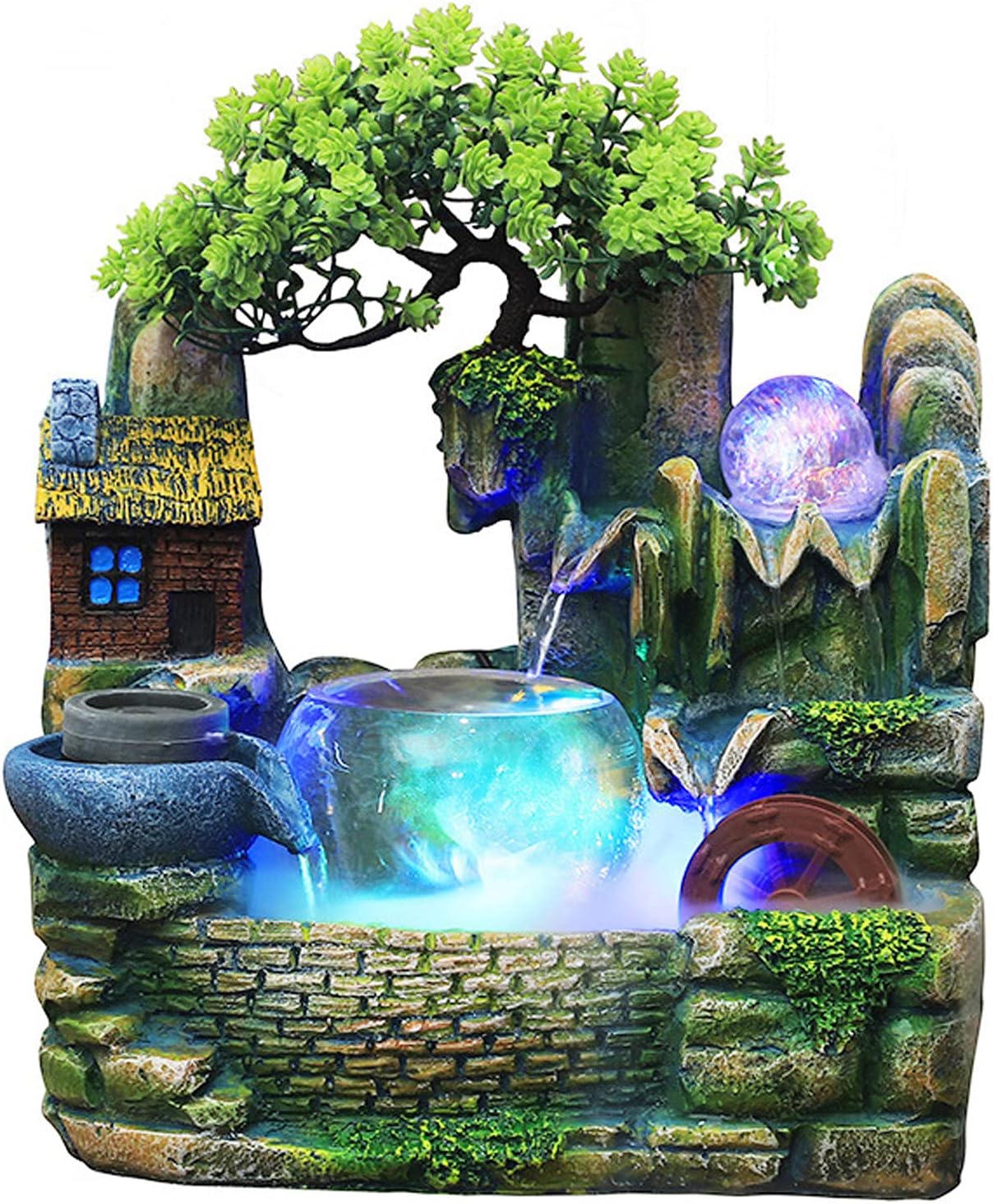 DYRABREST Tabletop Rockery Fountain with LED Light