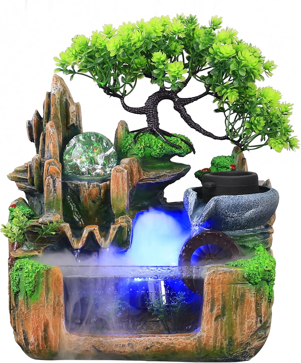 Ageanbri Tabletop Fountain with LED and Automatic Pump