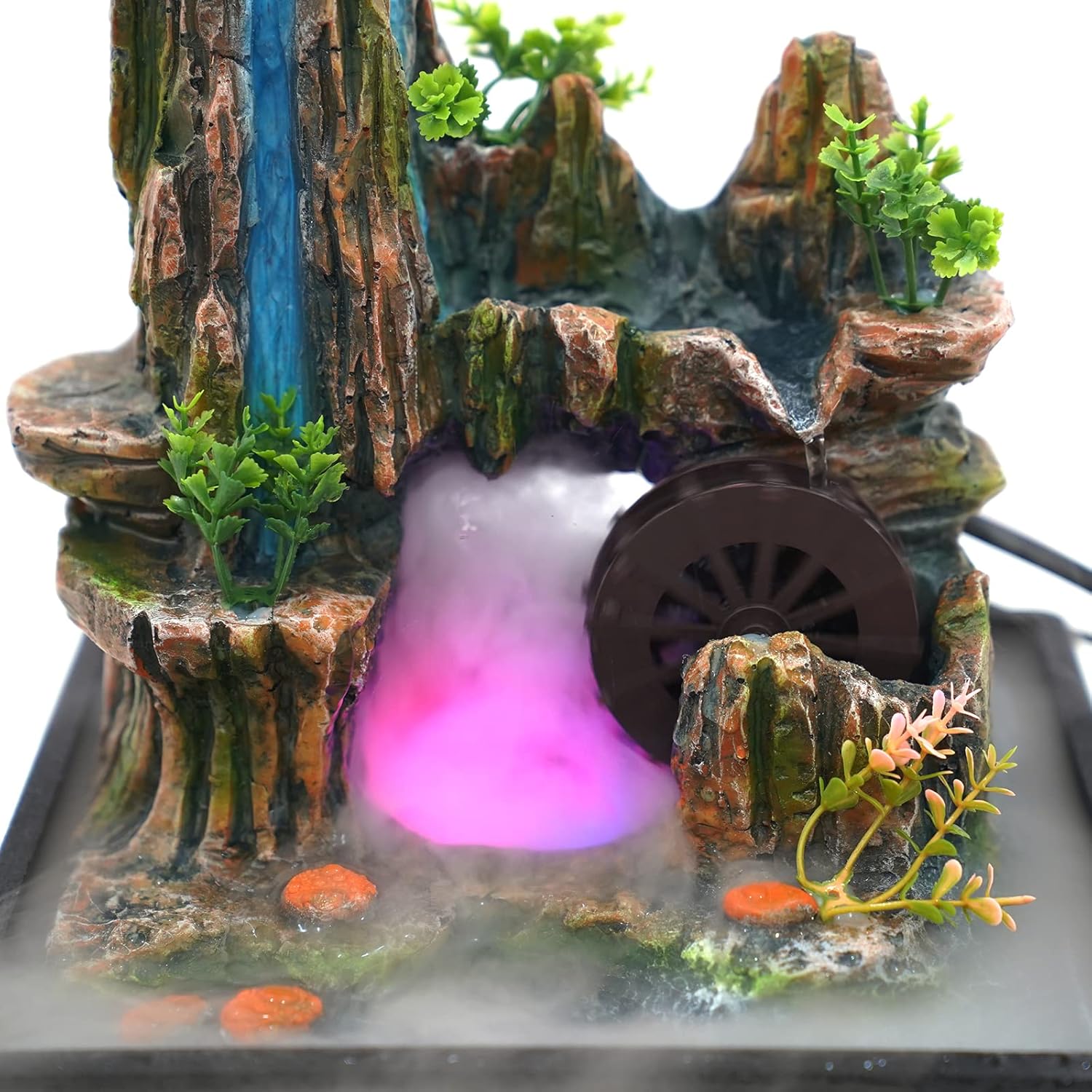 Tabletop Fountain with LED Lights and Rockery