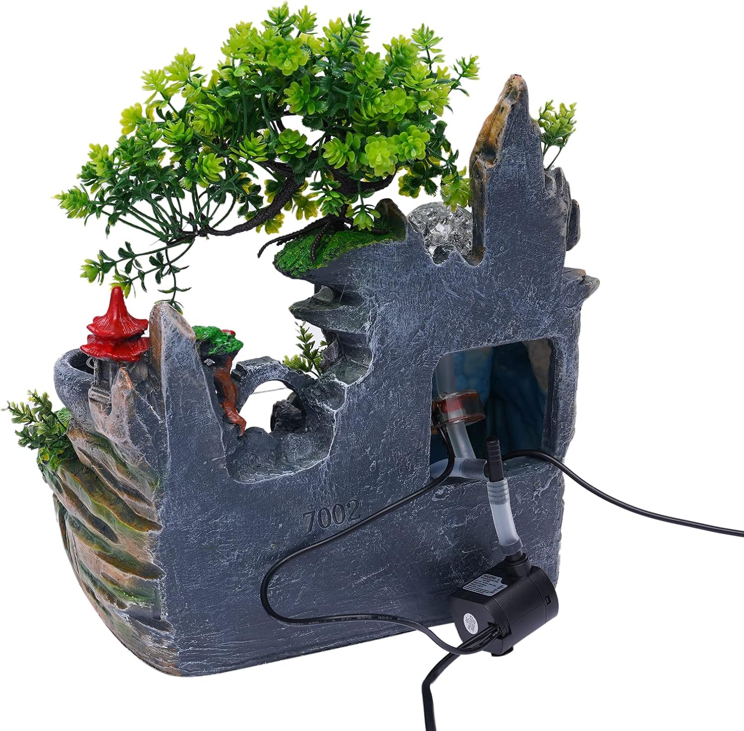 BANLICALI Tabletop Fountain with LED Light and Atomization Effect
