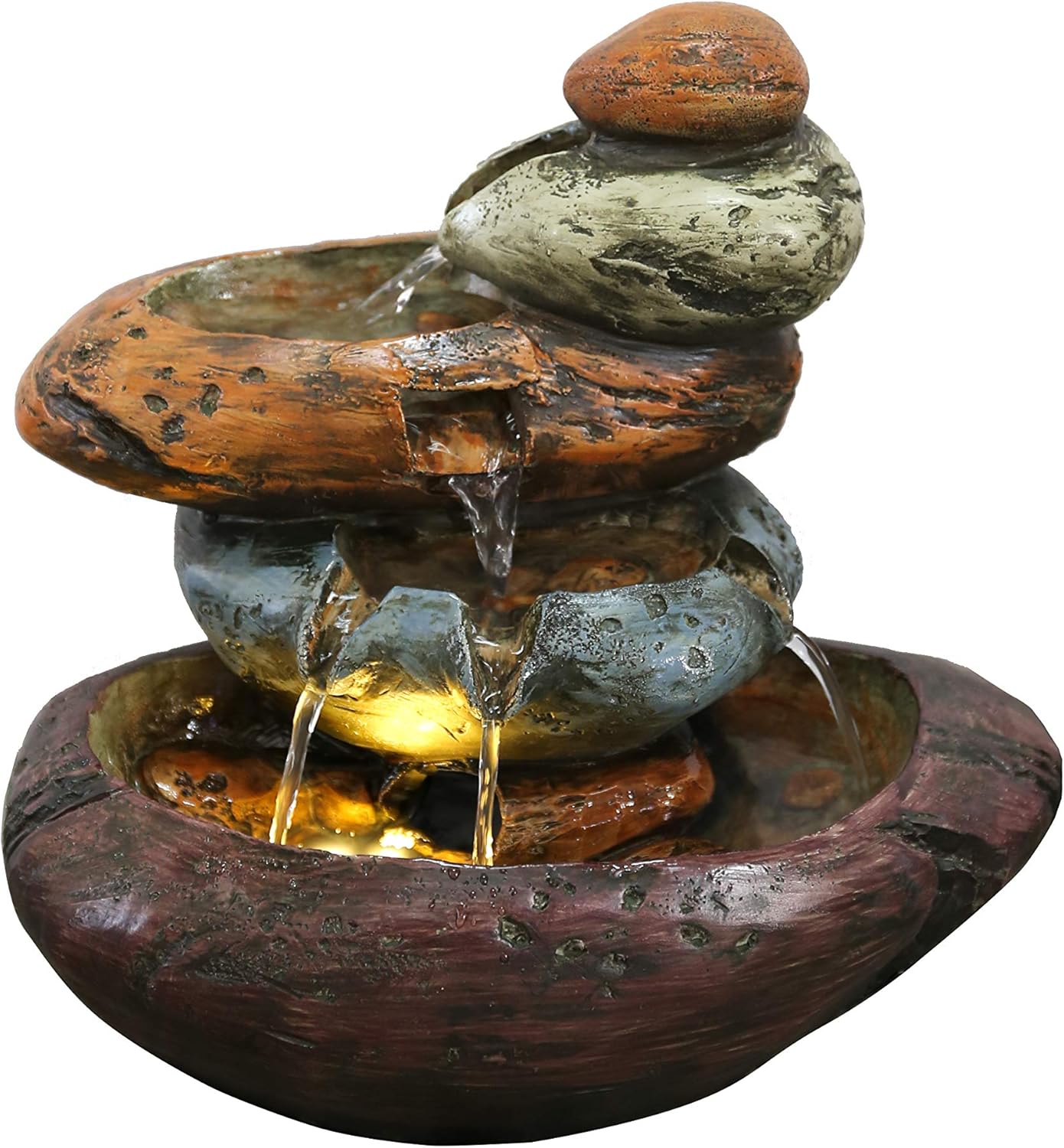Multicolour Stone Tabletop Fountain with LED Lights