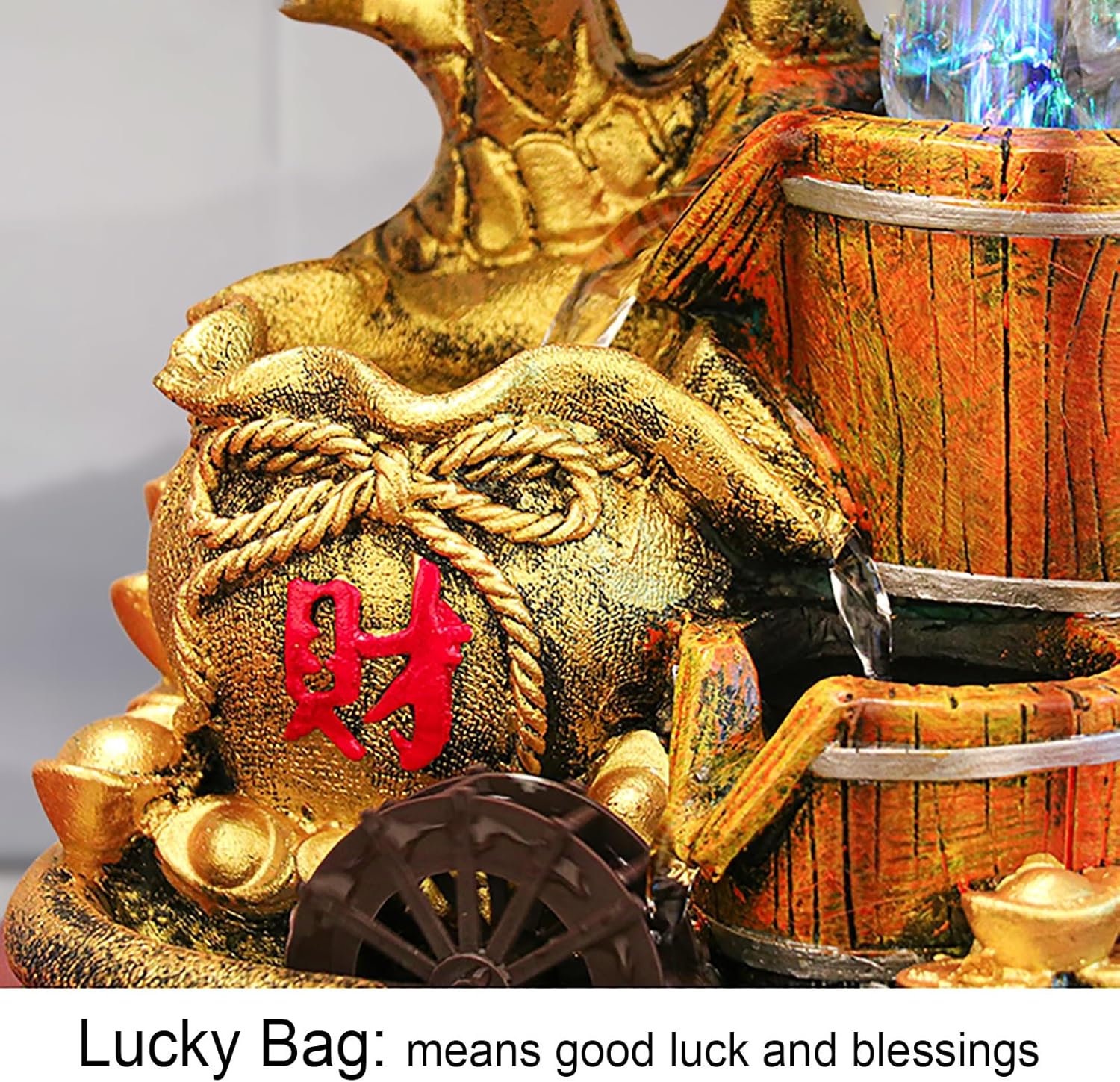 Feng Shui Water Fountain Decor with Money Tree and Light
