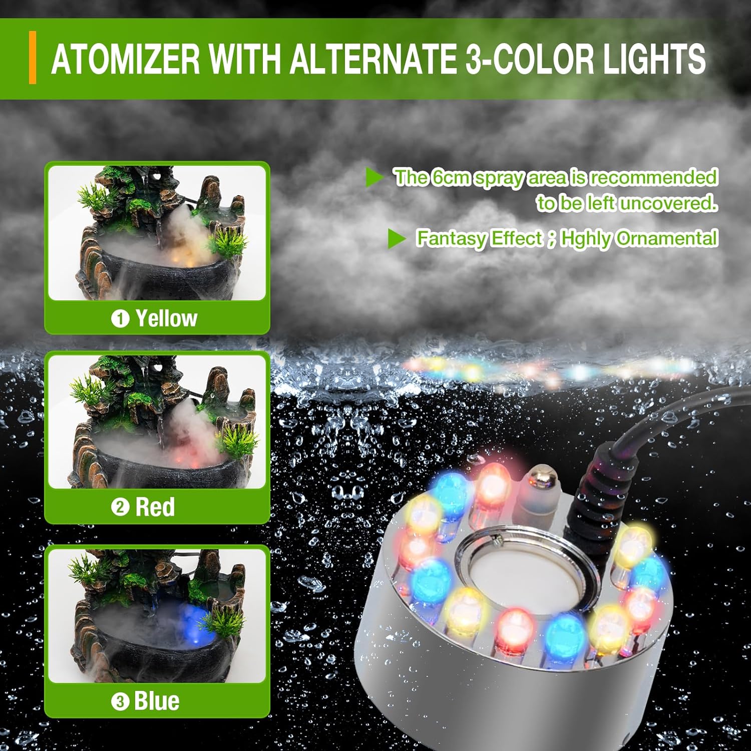 Indoor Rockery Fountain with LED Light and Atomizer