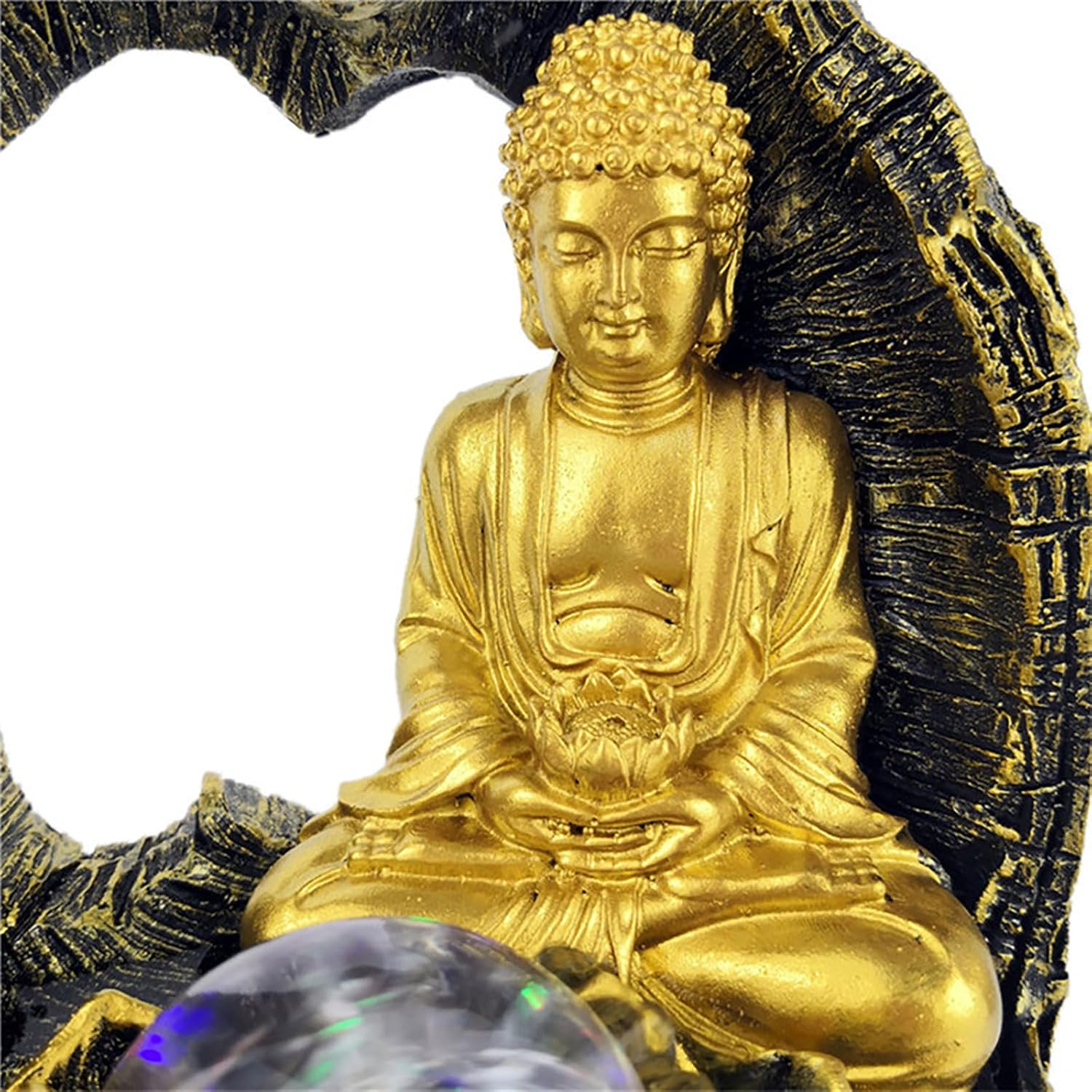 Buddha Fountain with Light 12 Inch Tabletop Indoor Fountain for Living Room and Office