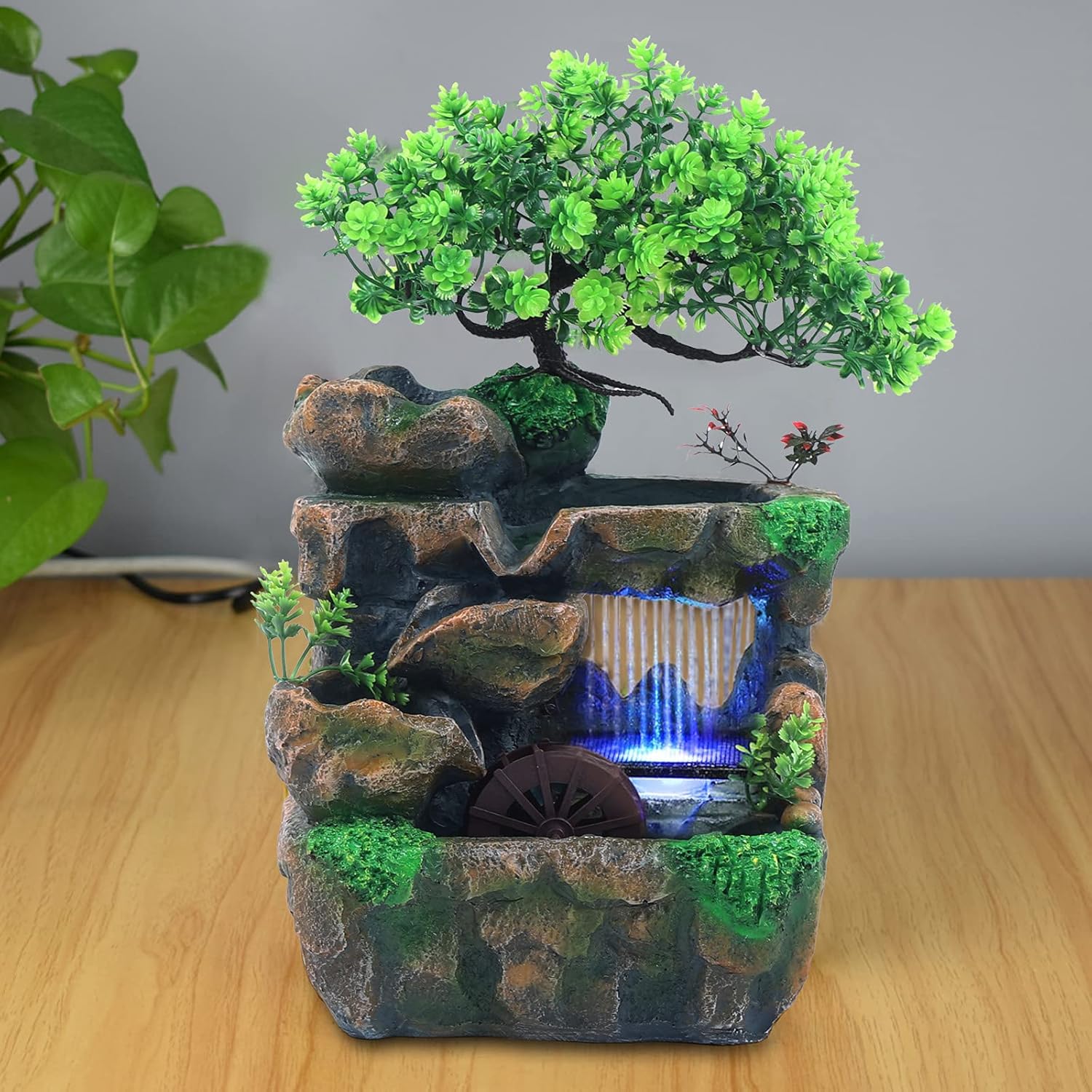 Xianikoho Indoor Tabletop Water Fountain with LED Lights