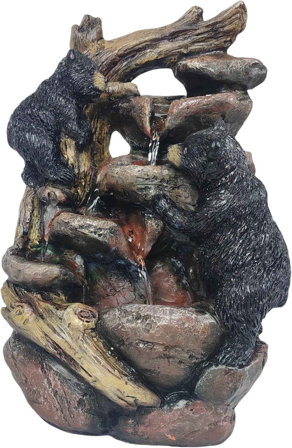 Black Bear Waterfall Tabletop Fountain with Rock Design