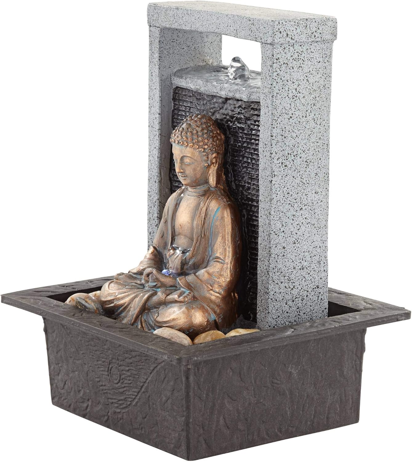 Meditating Buddha 11 Inch High Indoor Decor Tabletop Fountain