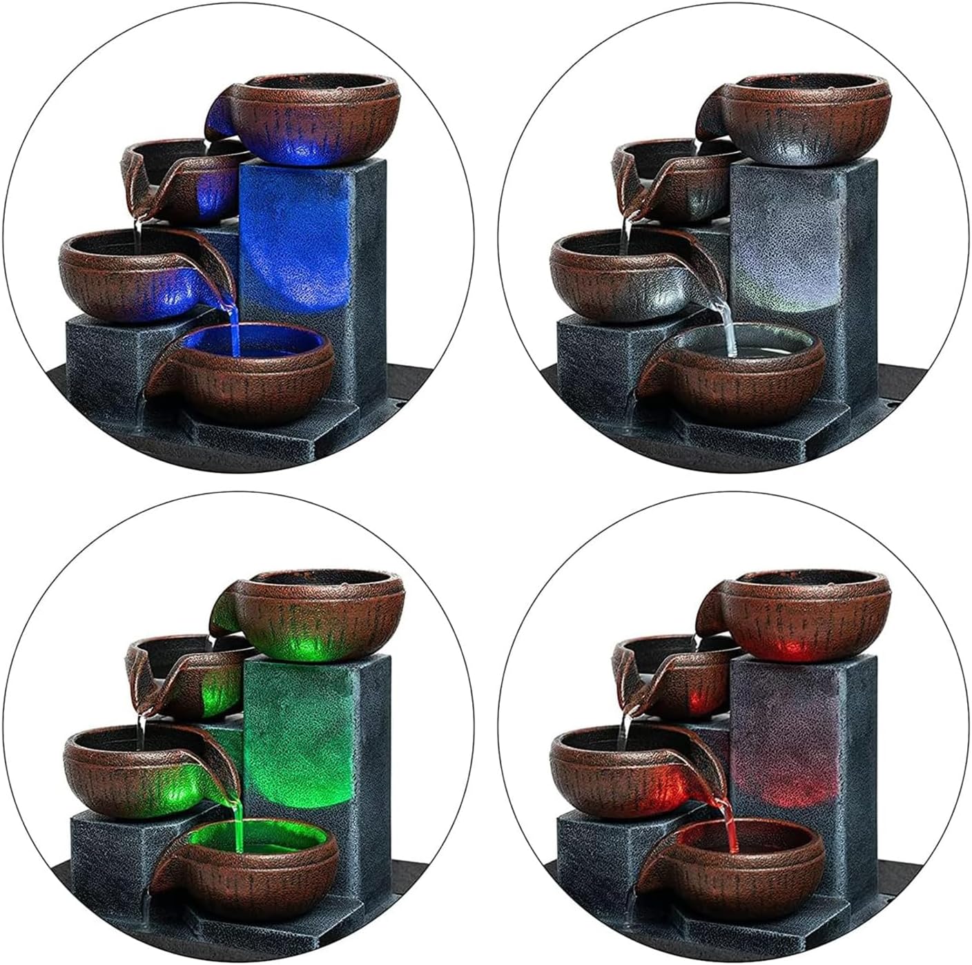 JOINDATAT Small Indoor Fountain with LED Light and Natural Rocks