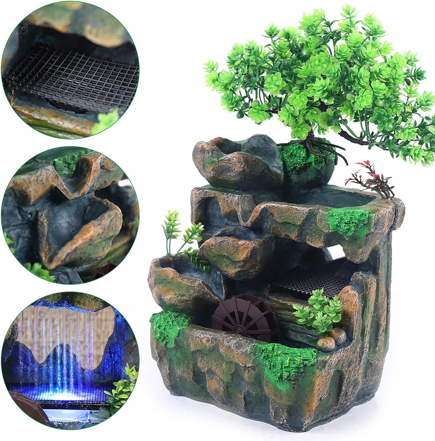 Xianikoho Indoor Tabletop Water Fountain with LED Lights
