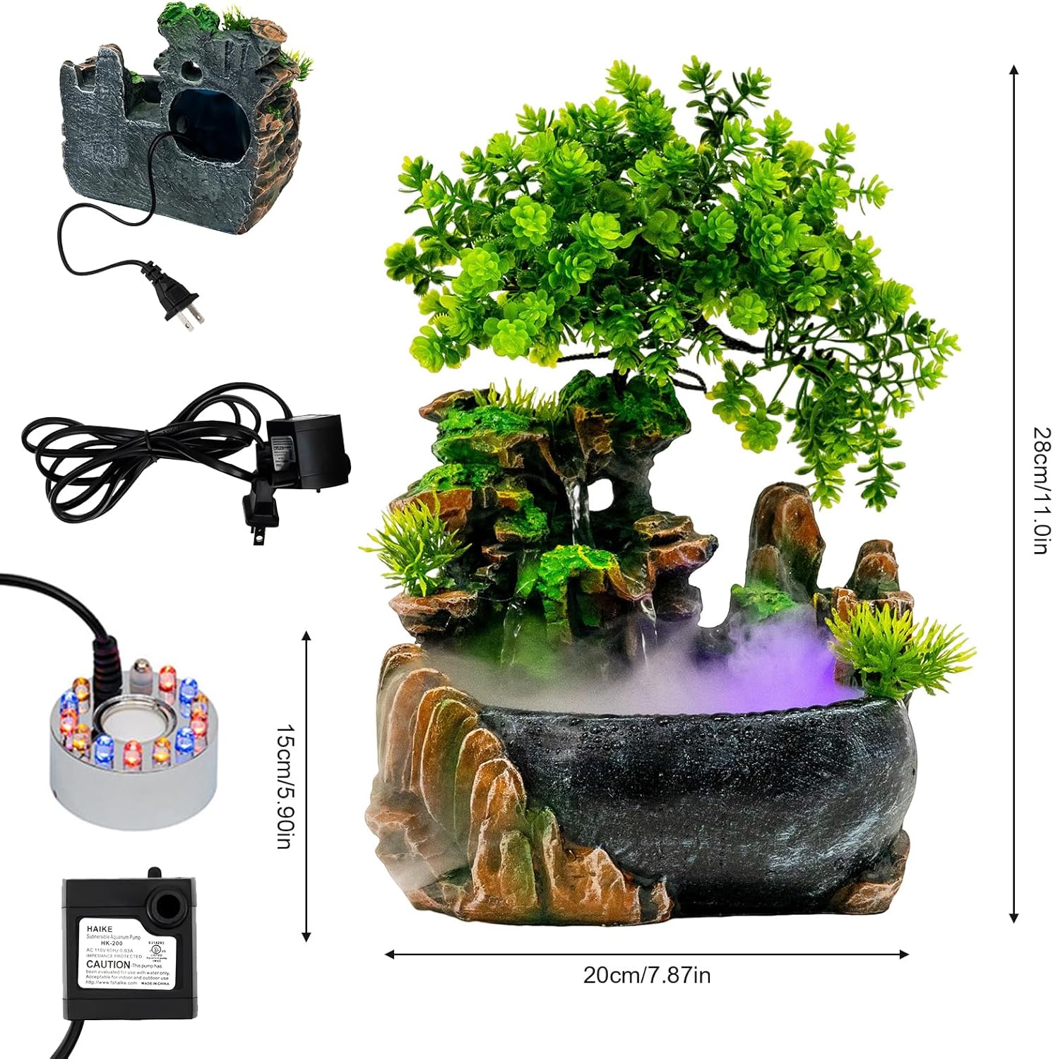 Rockery Tabletop Fountain with LED Lighting