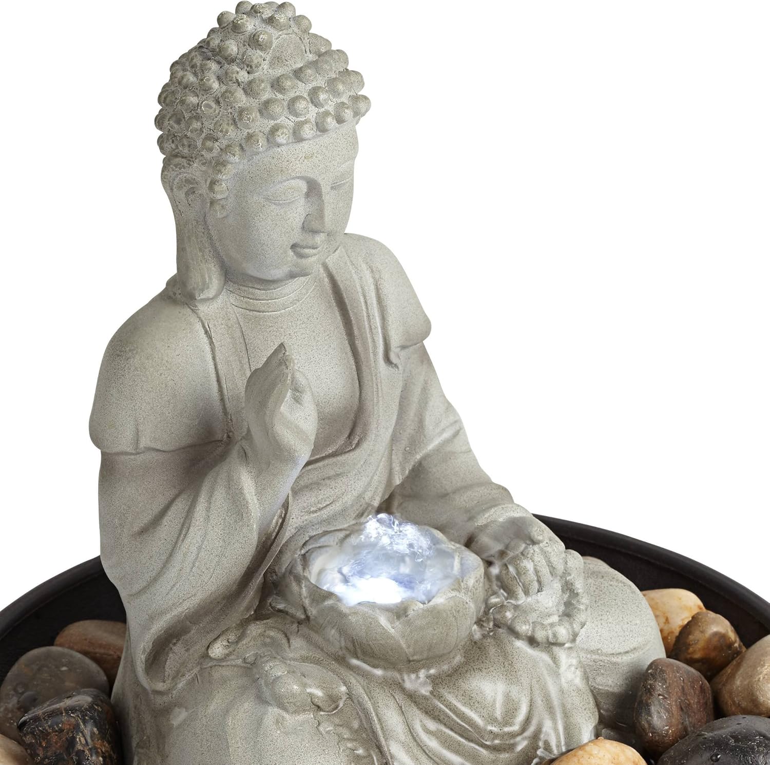 John Timberland Sitting Buddha 10 Inch Tabletop Fountain with LED Light