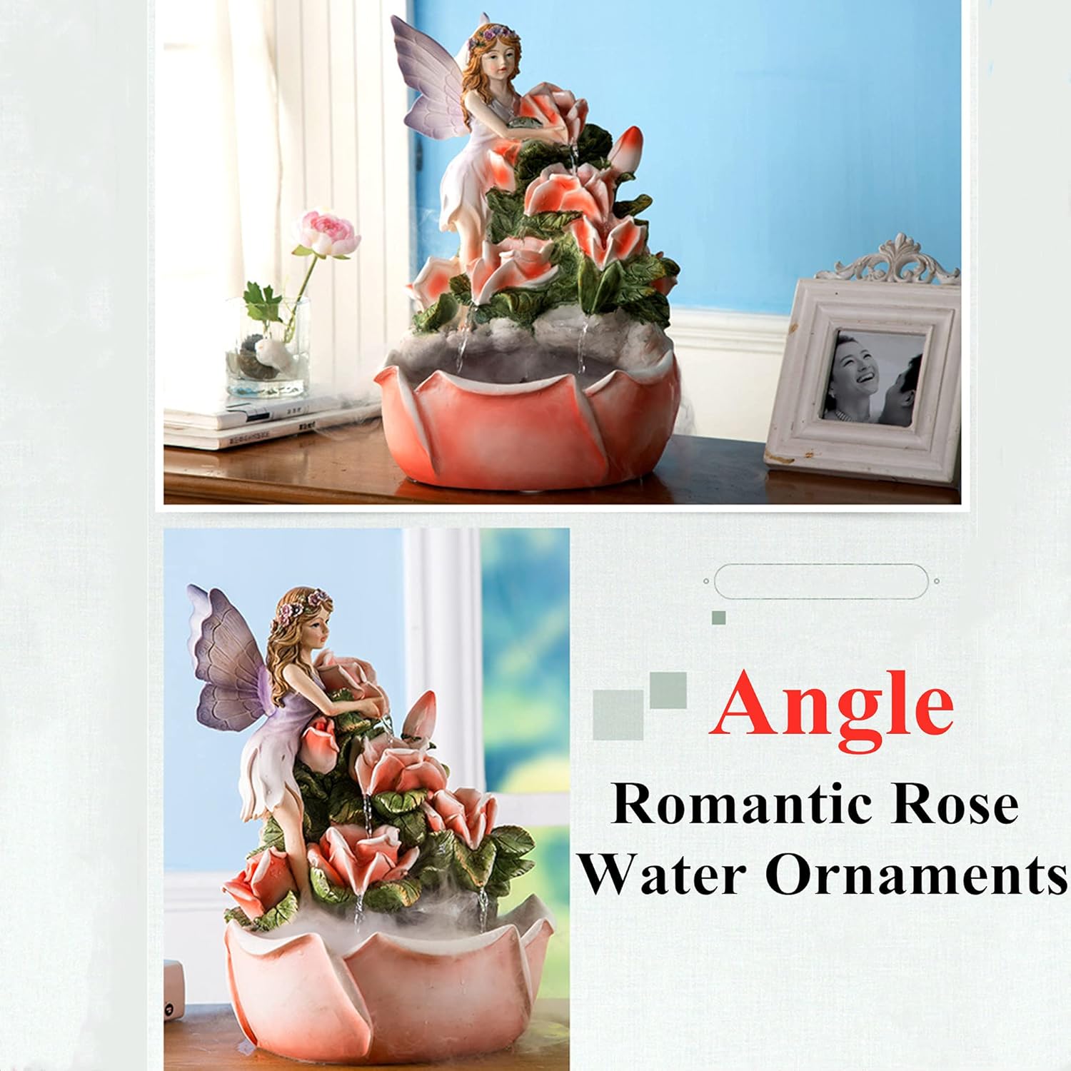 Fairy Angel Indoor Water Fountain 14 Inch Tabletop Fountain Decor