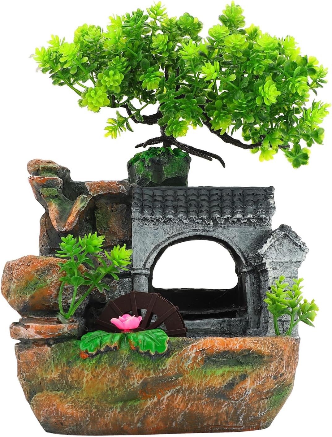 HEEPDD Tabletop Fountain with Fortune Tree and Water Wheel for Home Office Decor