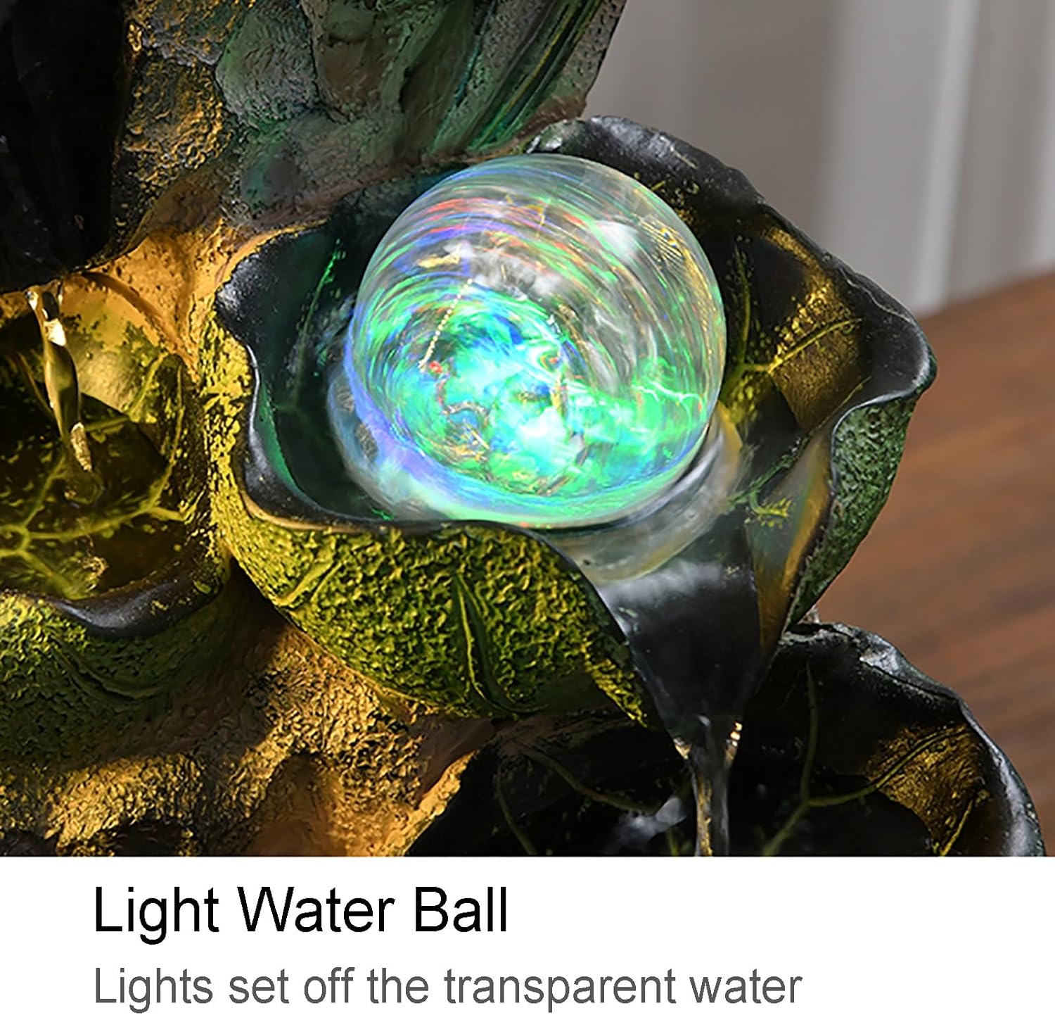 Tabletop Water Fountain with Lights for Home Office Decor