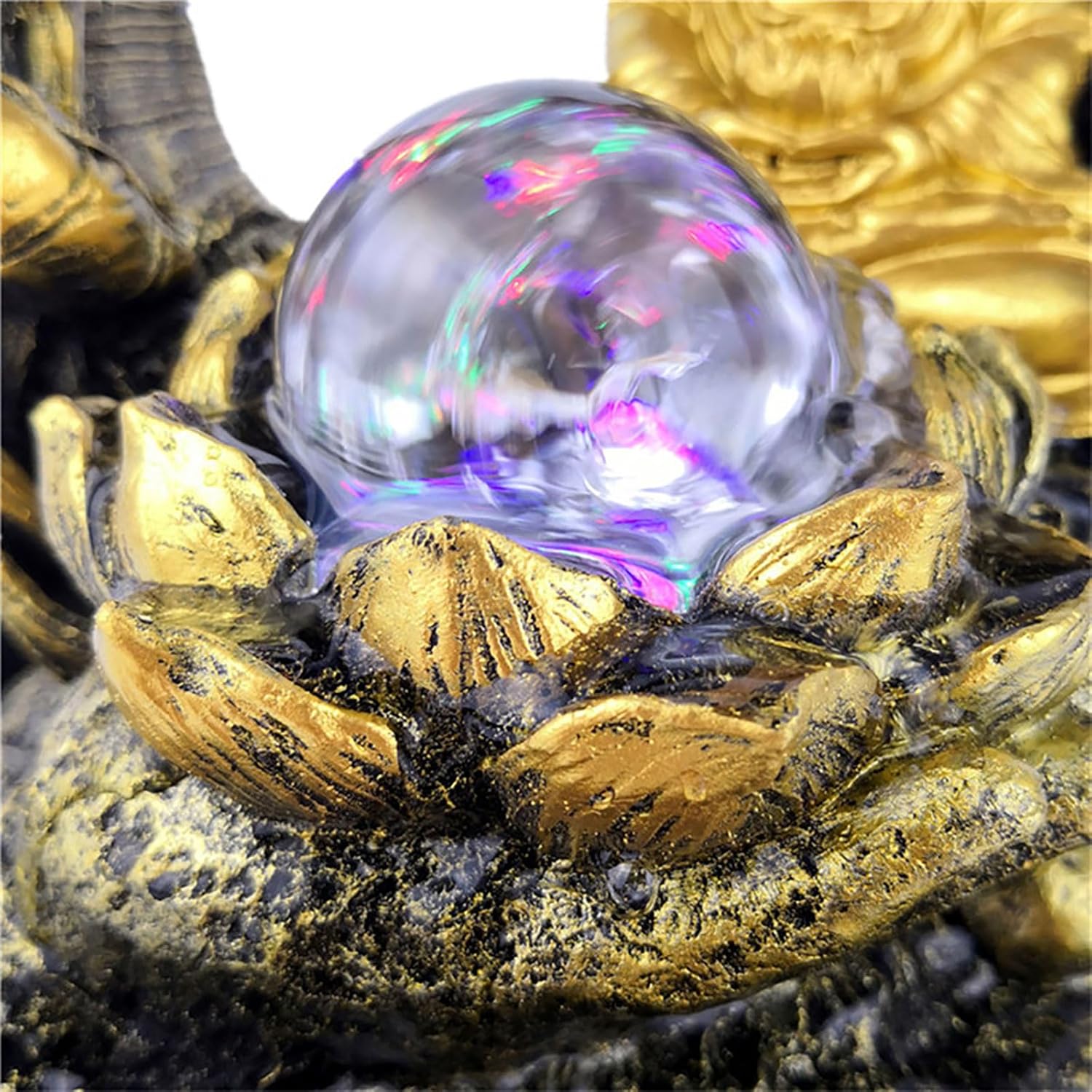 Buddha Fountain with Light 12 Inch Tabletop Indoor Fountain for Living Room and Office