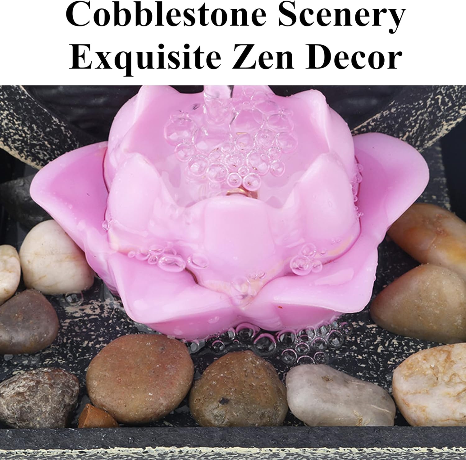 Gwmwon USB Mini Tabletop Fountain with Pink LED Lotus Light