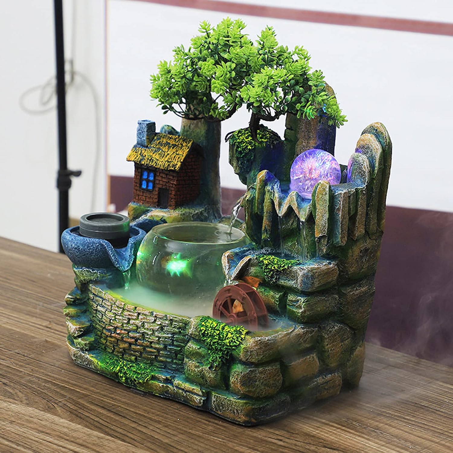 DYRABREST Tabletop Rockery Fountain with LED Light