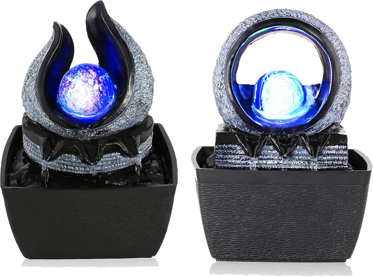 WicheMi Indoor Tabletop Fountain with LED Light
