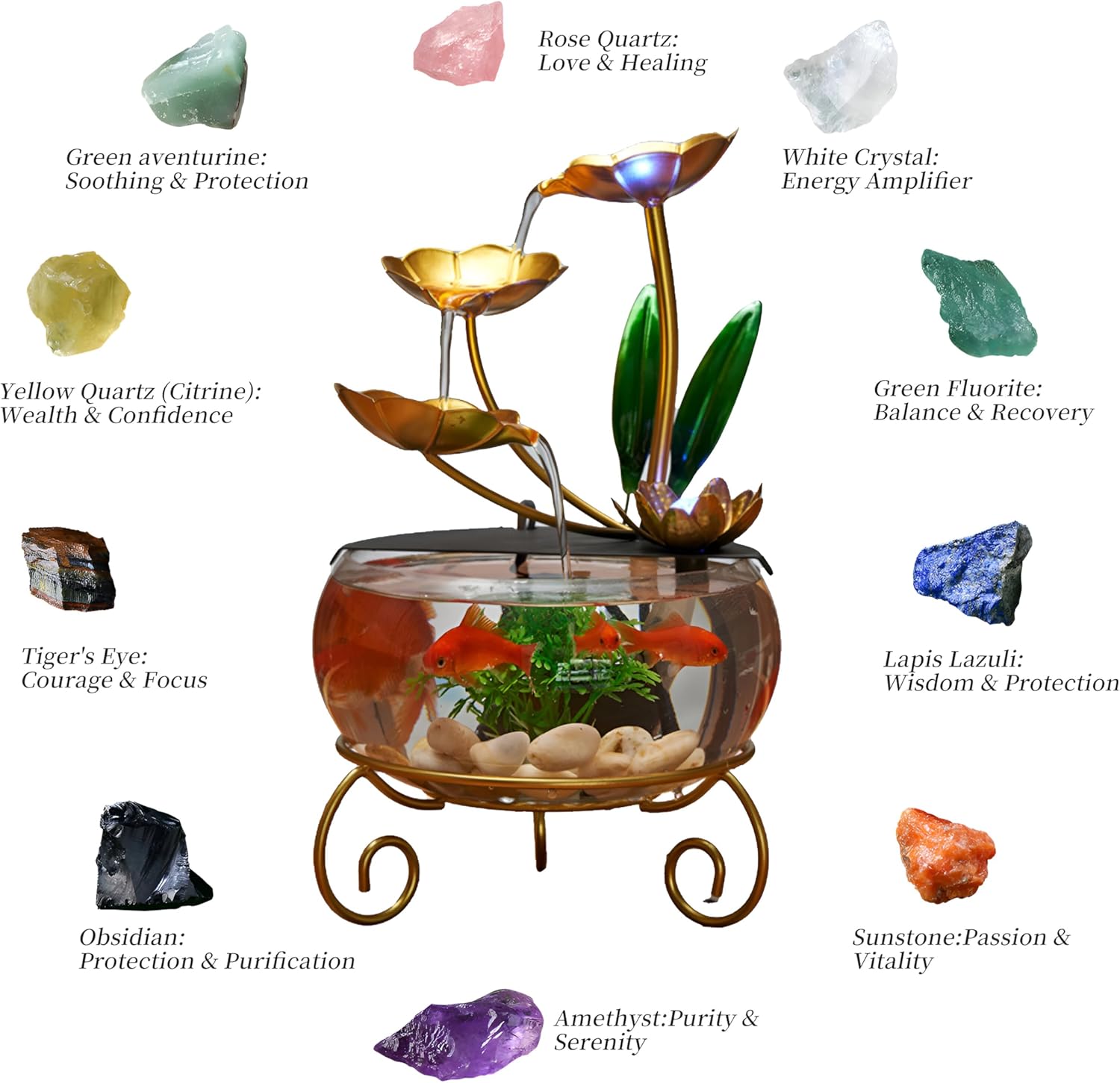 Indoor Tabletop Fountain with 5-Tier Lotus Design and LED Lights